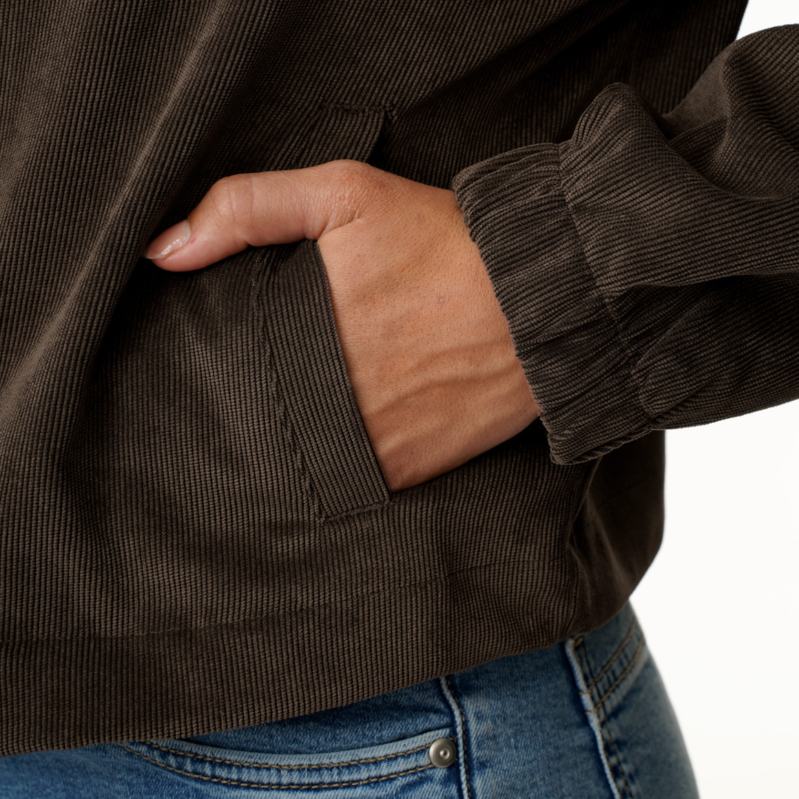 Damen Cord-Blouson mit Kapuze
