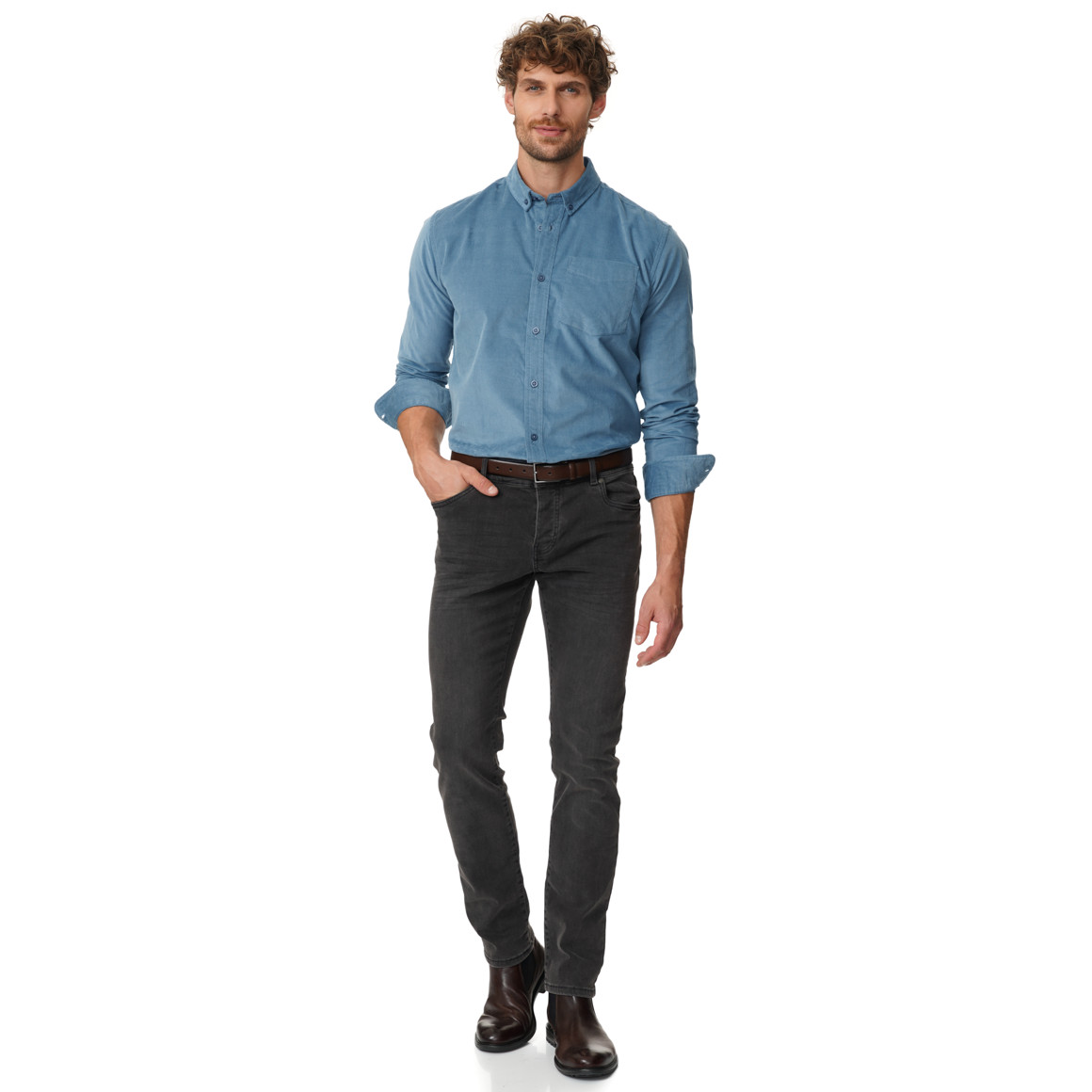 Herren Cordhemd in Regular Fit