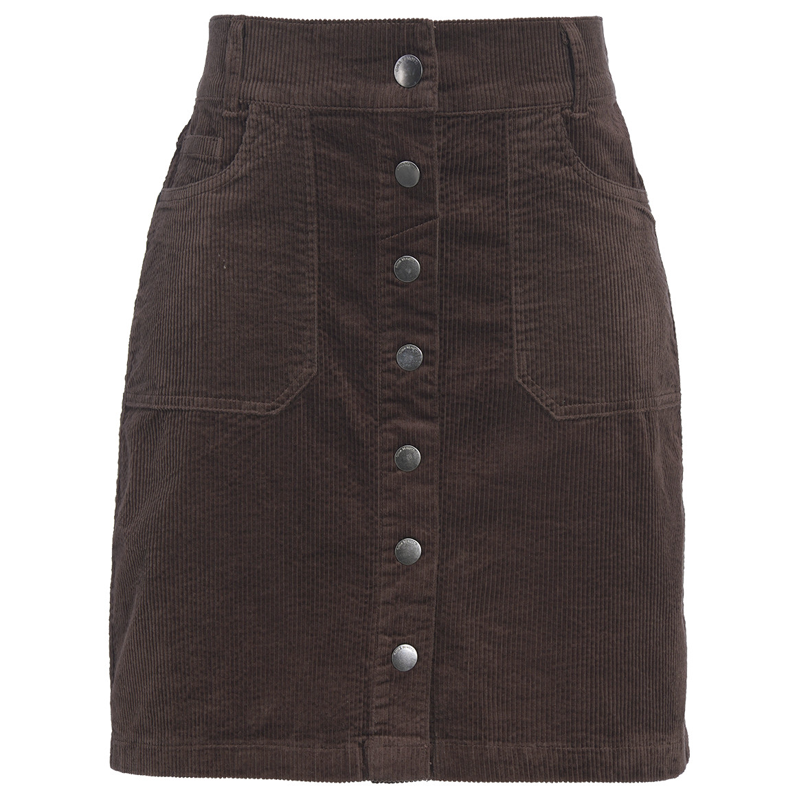 Damen Cord-Rock mit Zierknopfleiste