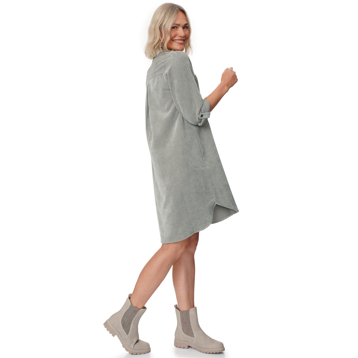 Damen Cord-Kleid mit Brusttaschen