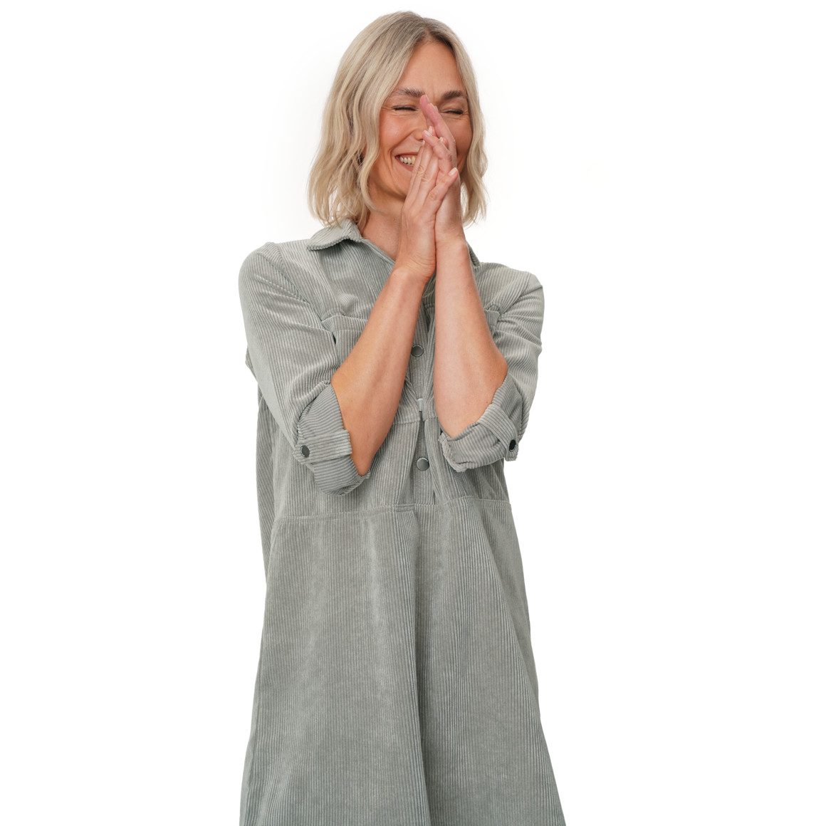 Damen Cord-Kleid mit Brusttaschen