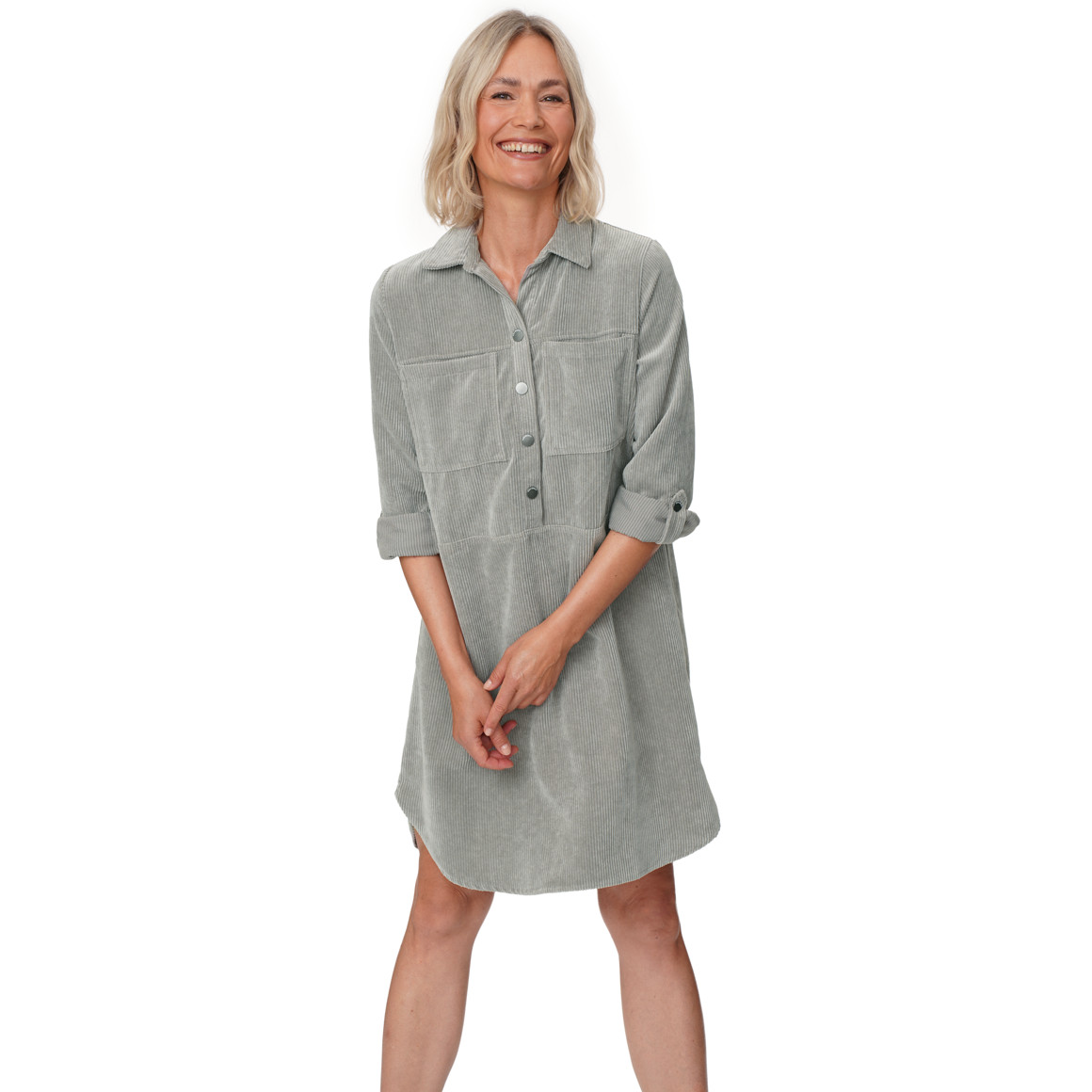 Damen Cord-Kleid mit Brusttaschen