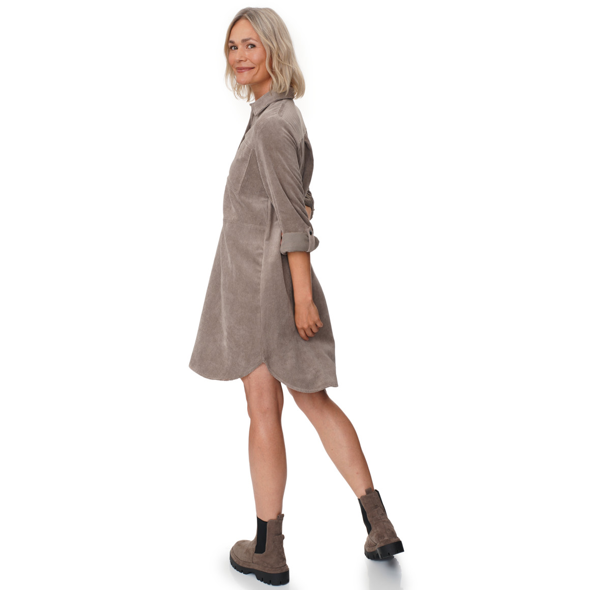 Damen Cord-Kleid mit Brusttaschen