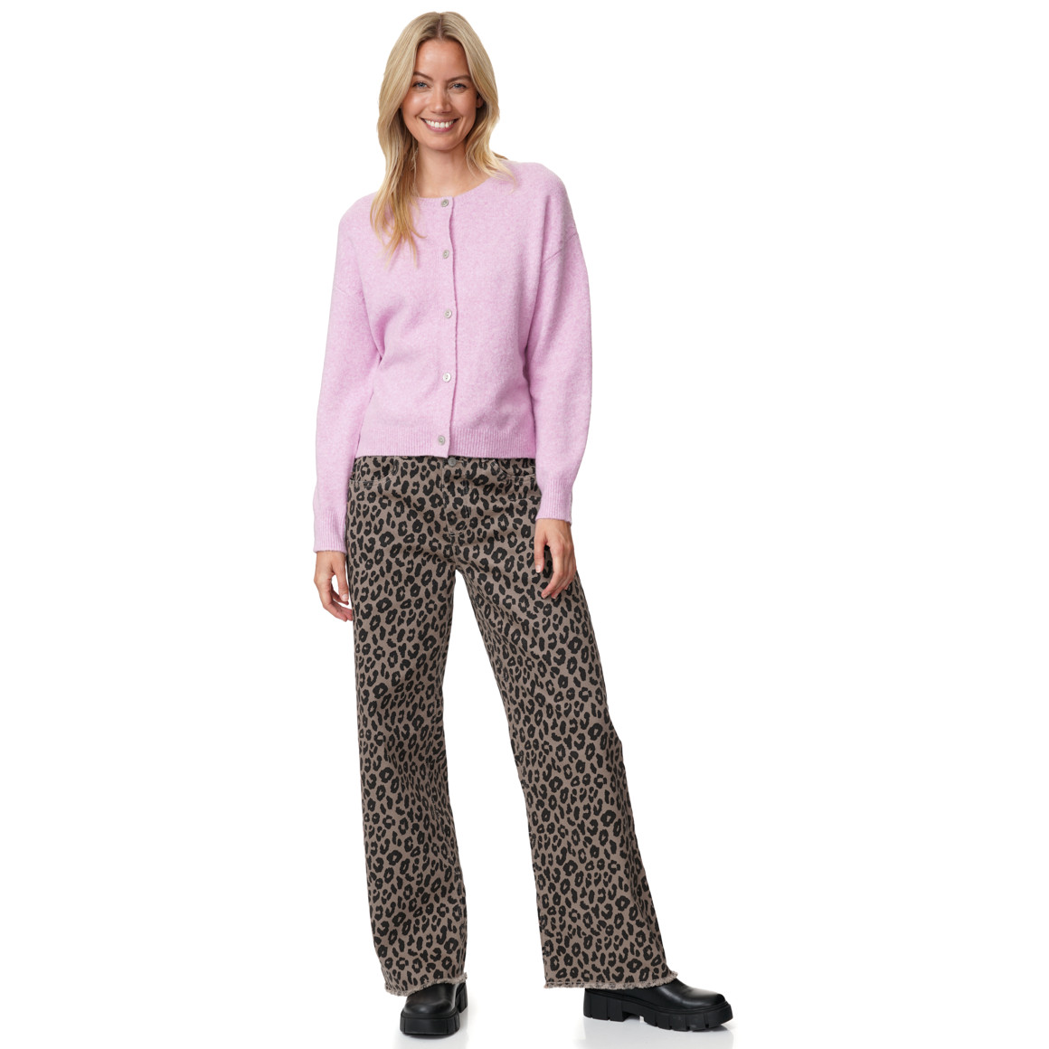 Damen Wide-Leg-Jeans im Animal-Look