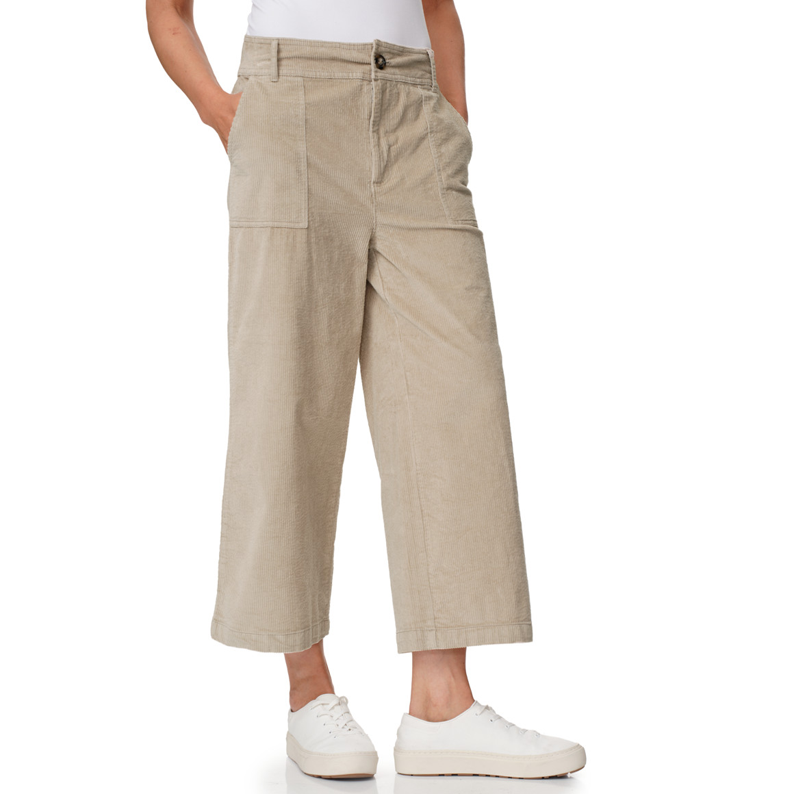 Damen Cord-Culotte mit breitem Bund