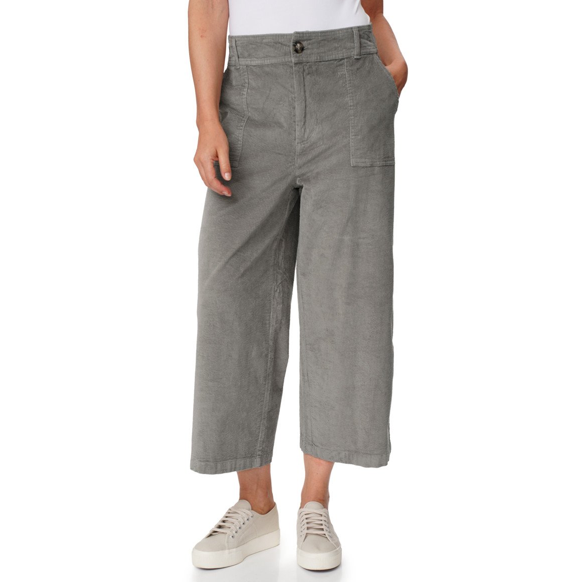 Damen Cord-Culotte mit breitem Bund