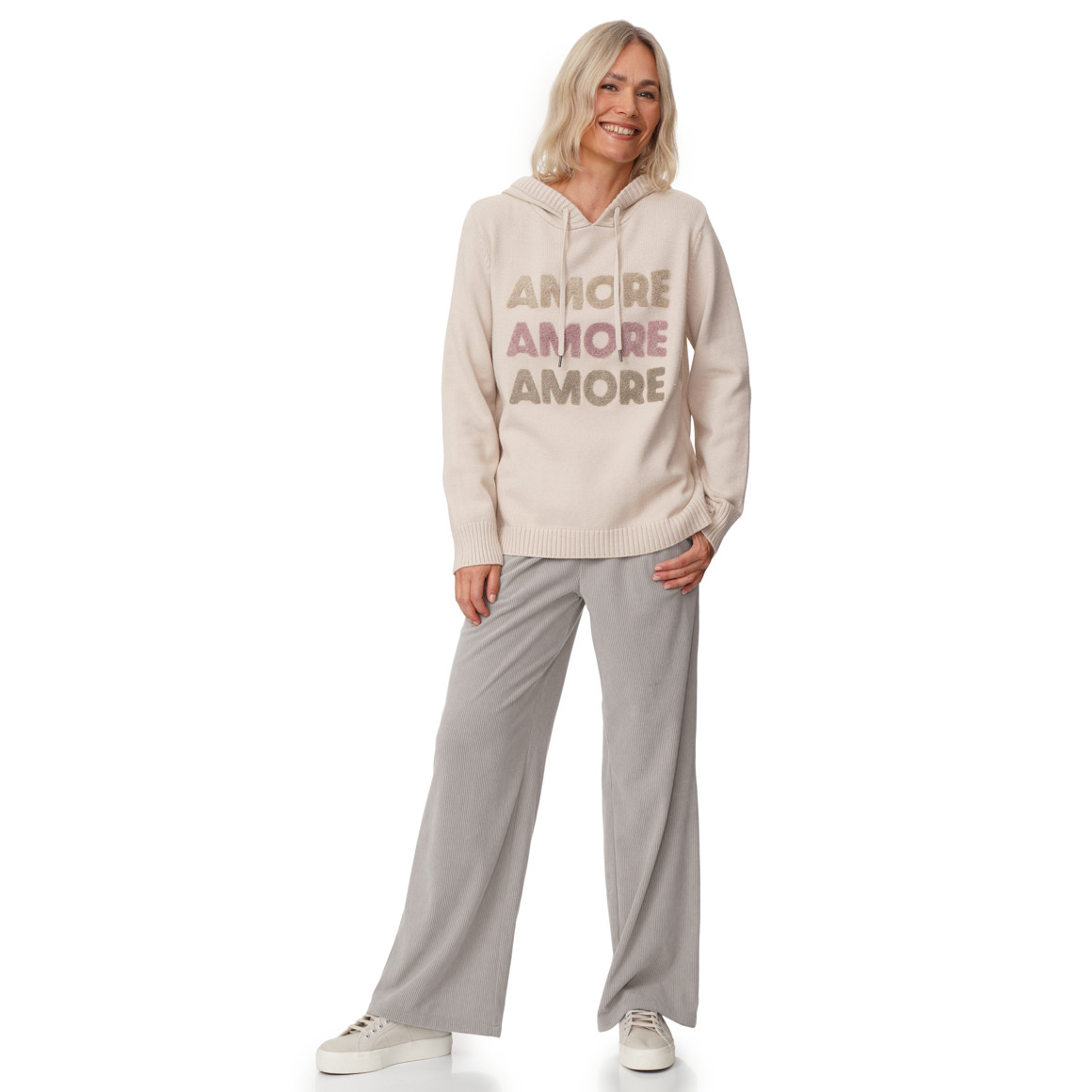Damen Cordhose mit weitem Bein