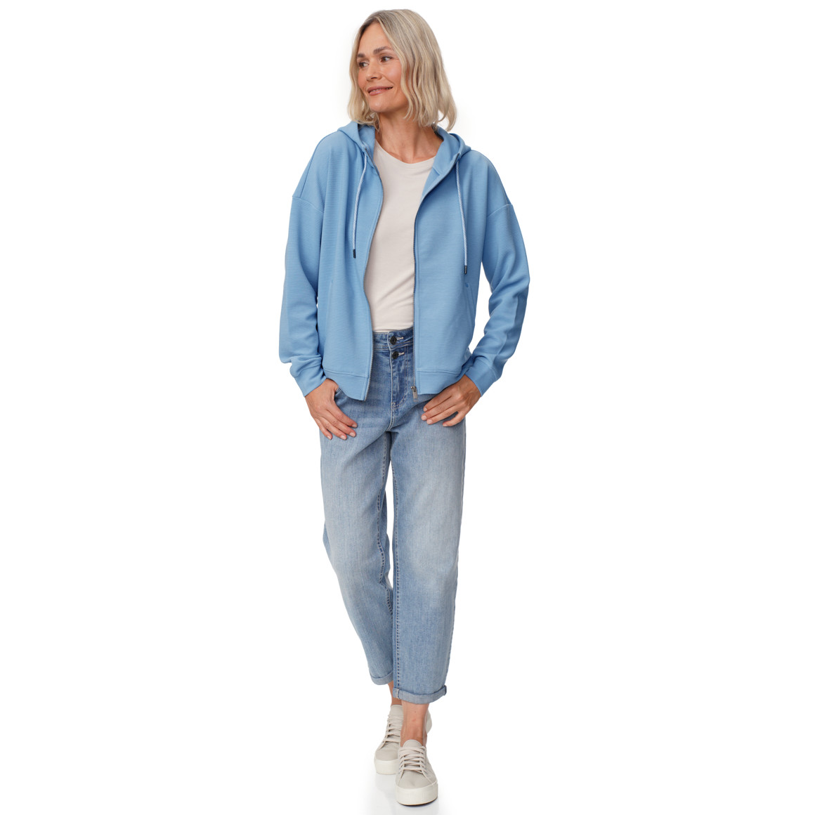 Damen Sweatjacke mit Rippstruktur