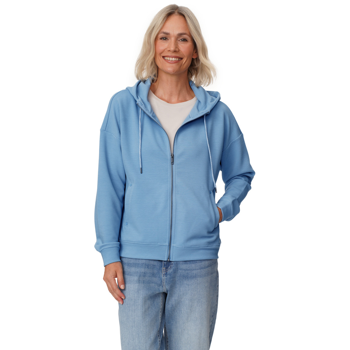 Damen Sweatjacke mit Rippstruktur
