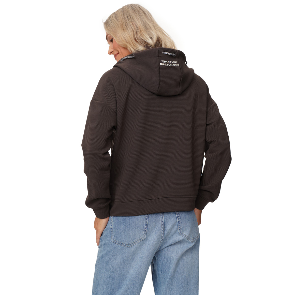 Damen Sweatjacke mit Rippstruktur