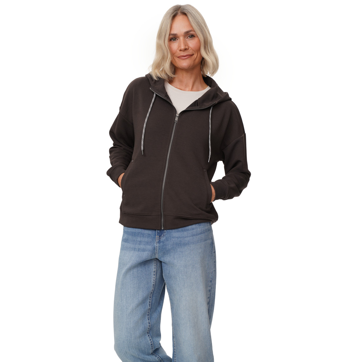 Damen Sweatjacke mit Rippstruktur