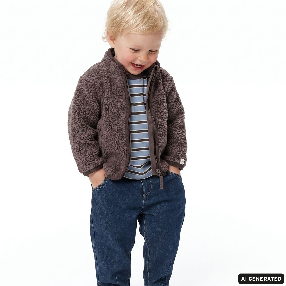 Baby Teddyjacke mit Stehkragen