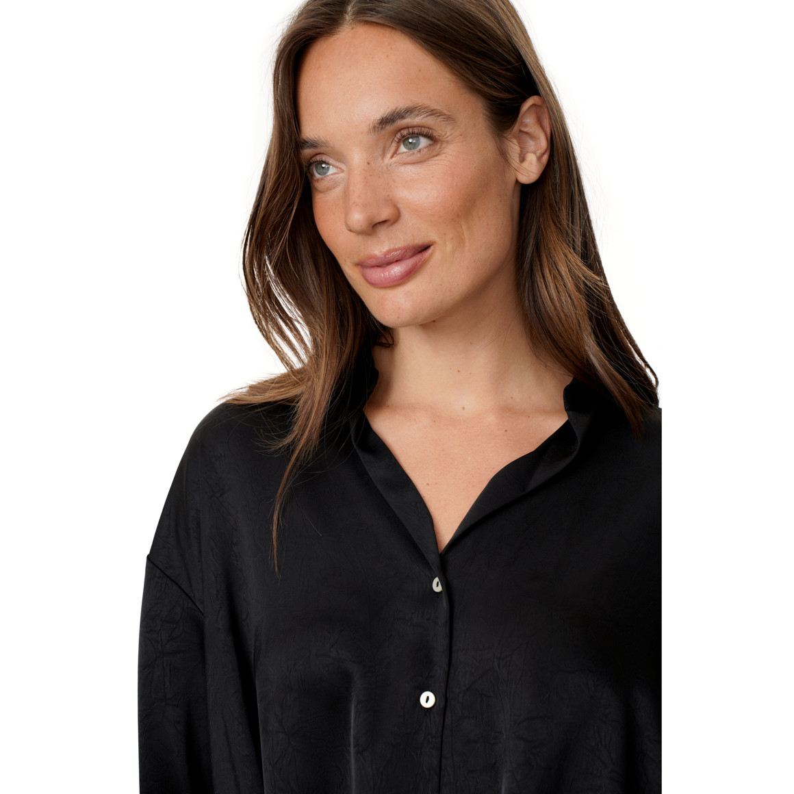 Damen Satinbluse mit Knopfleiste