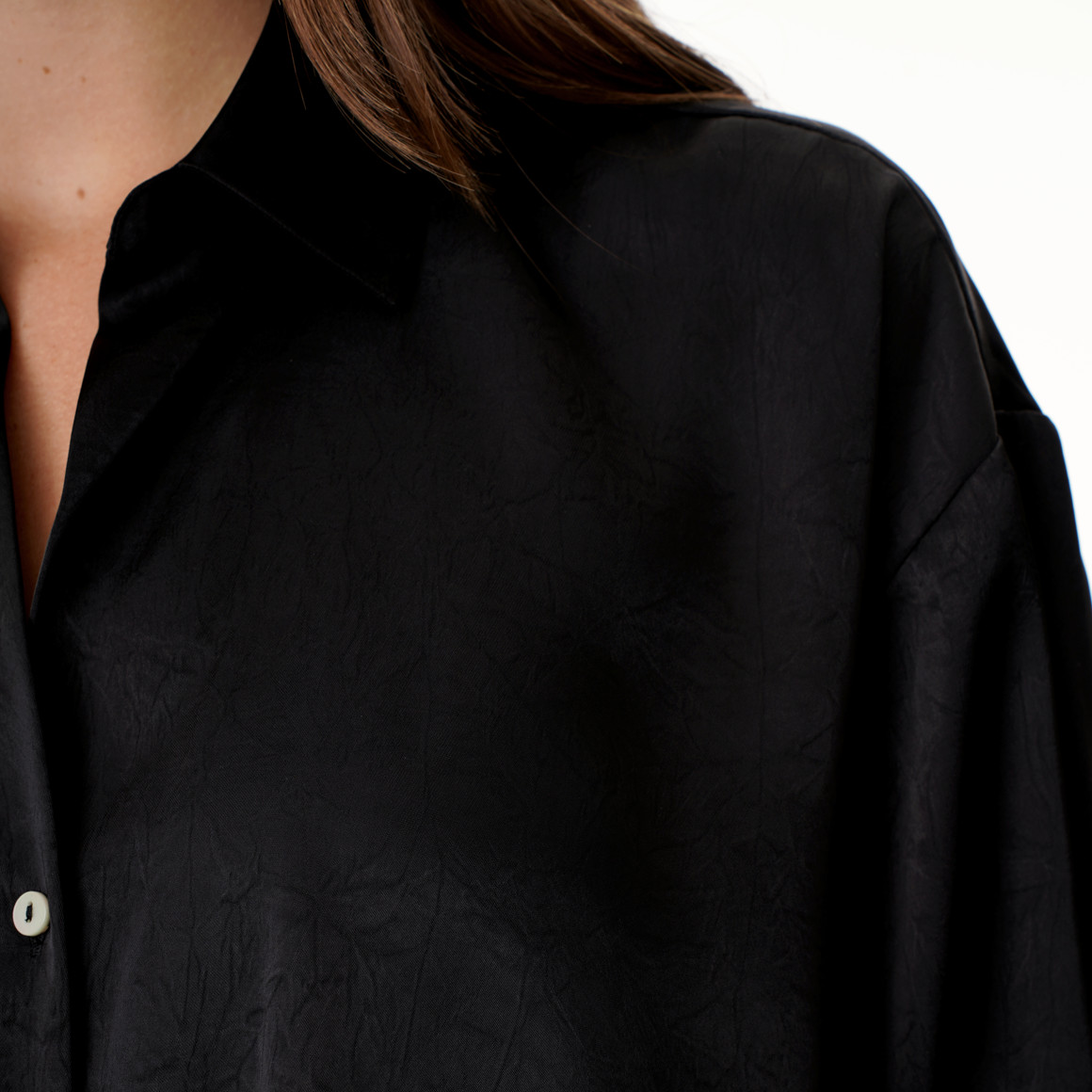 Damen Satinbluse mit Knopfleiste