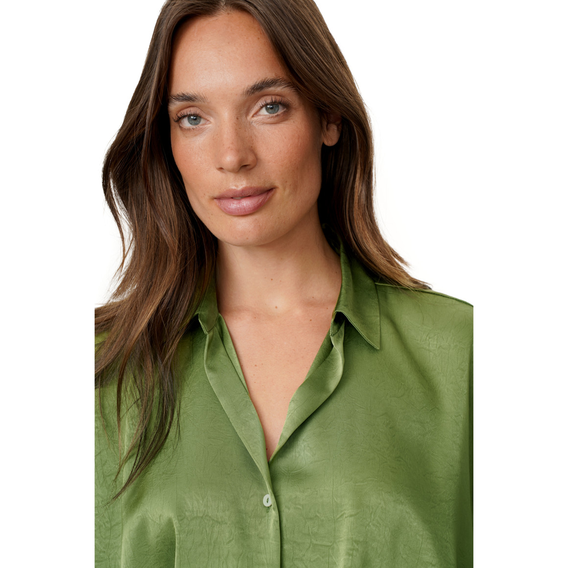 Damen Satinbluse mit Knopfleiste