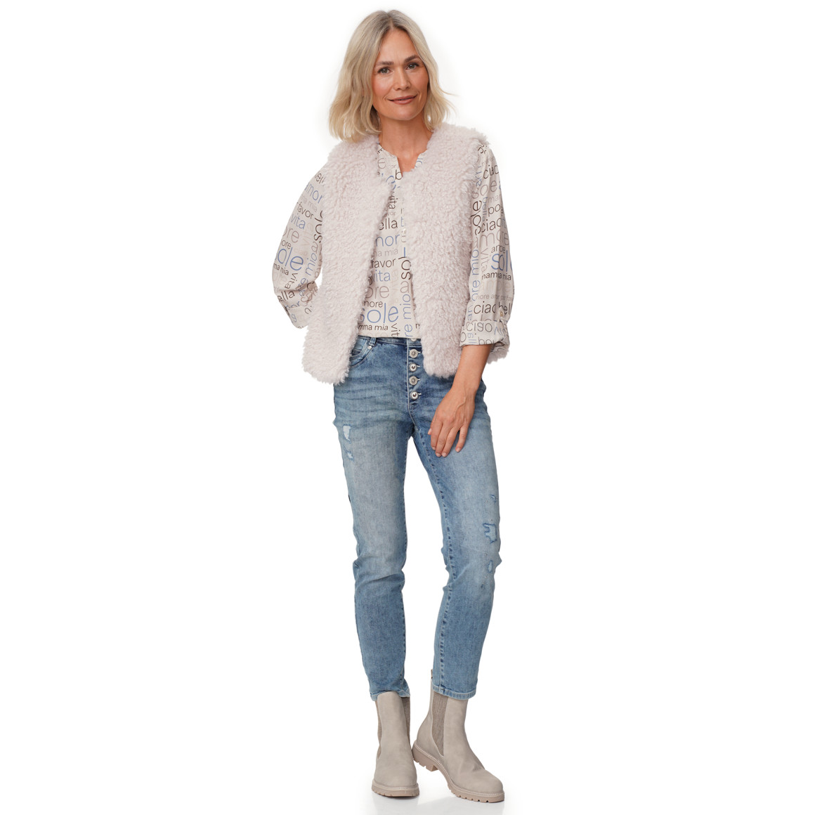 Damen Weste in Fell-Optik