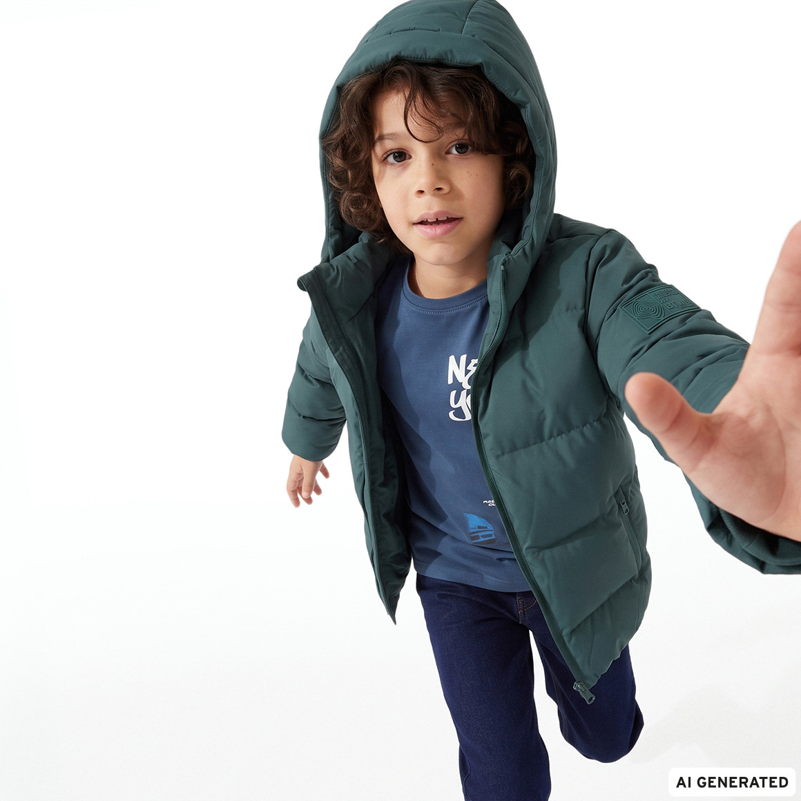 Jungen Winterjacke mit abnehmbarer Kapuze