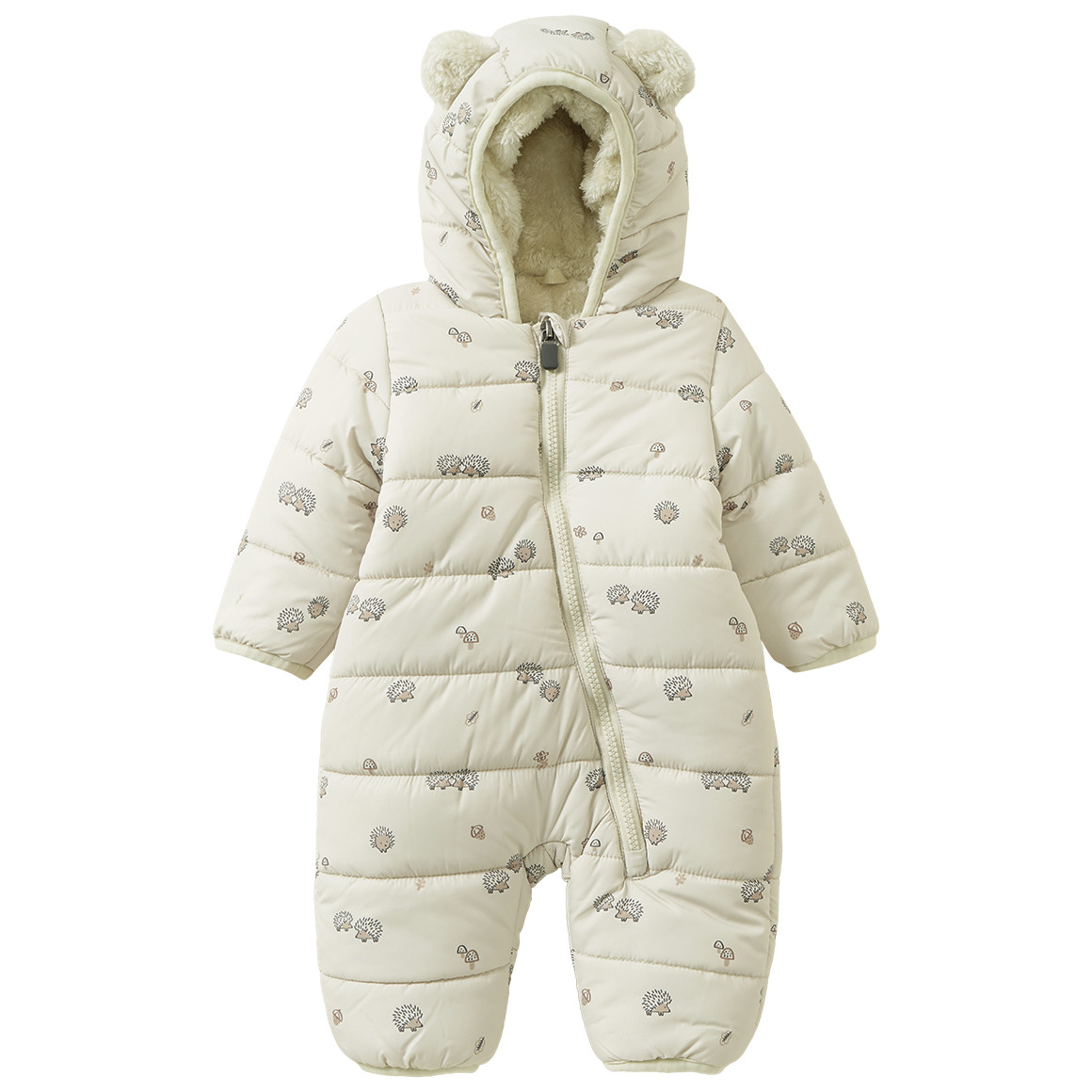 Newborn Schneeoverall mit Igel-Motiven