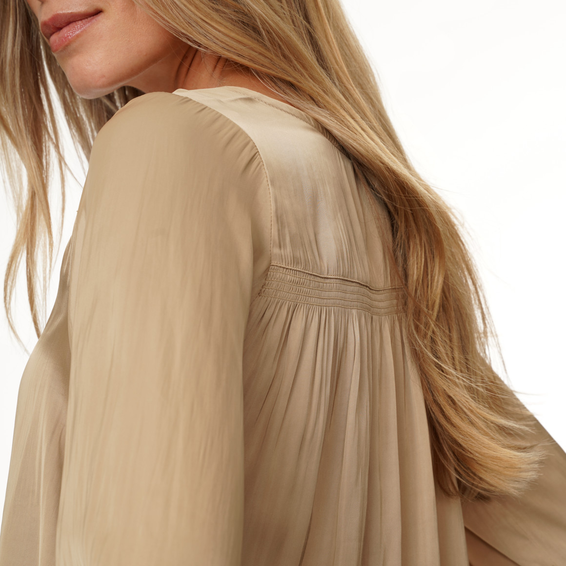 Damen Satinbluse mit Raffung