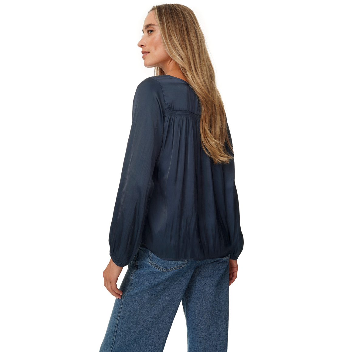 Damen Satinbluse mit Raffung