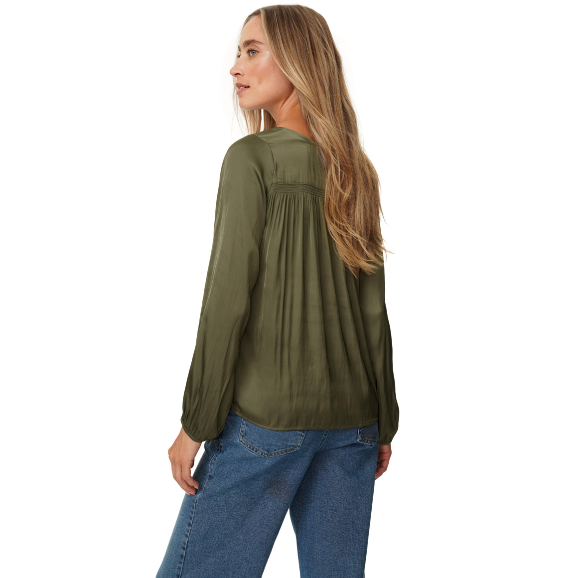 Damen Satinbluse mit Raffung