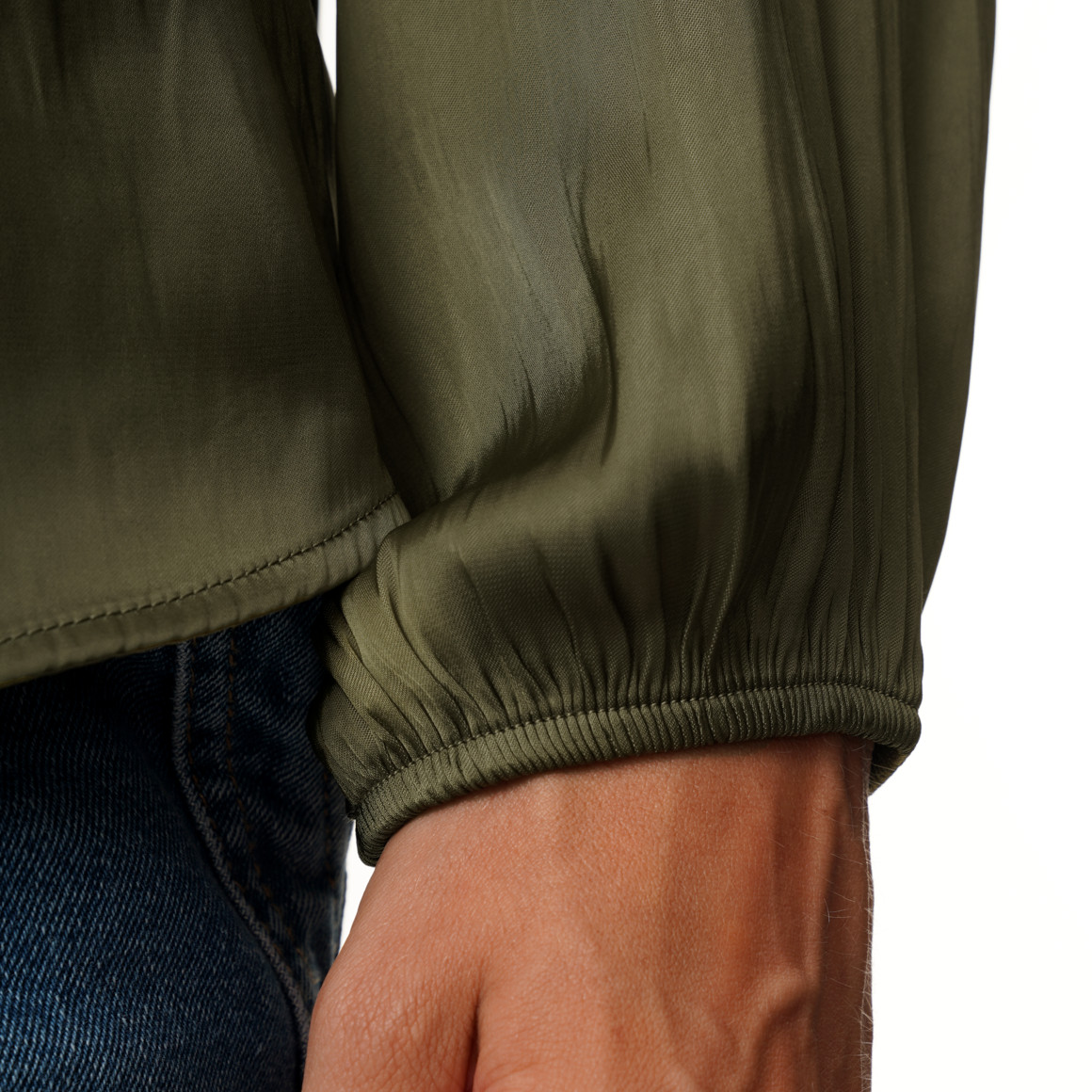 Damen Satinbluse mit Raffung