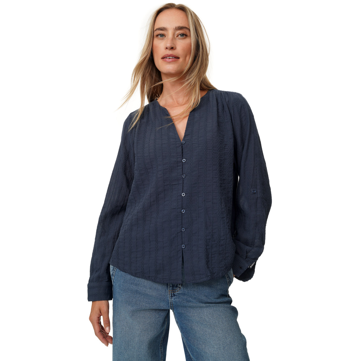 Damen Bluse mit Strukturstreifen