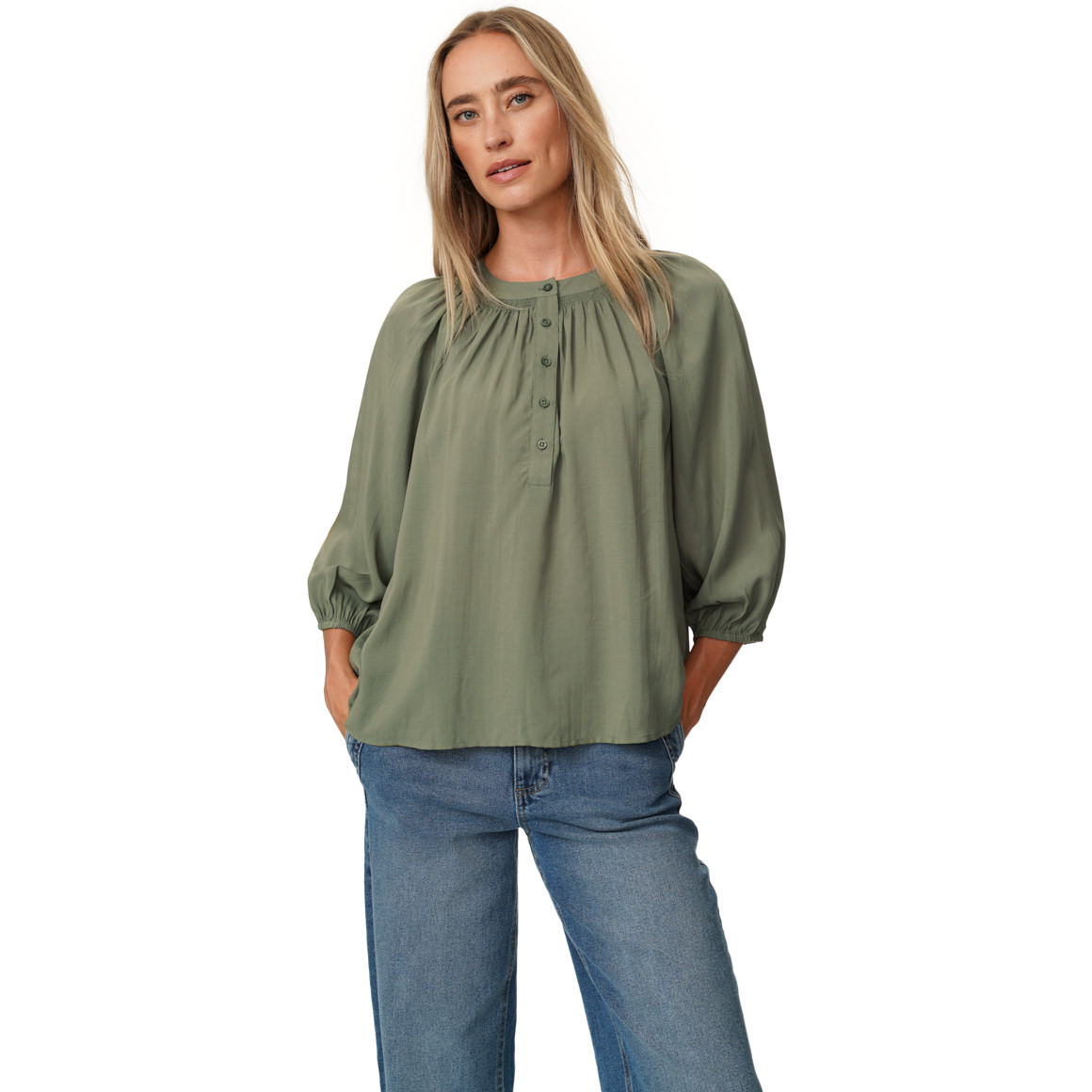 Damen Modal-Bluse mit Knopfleiste