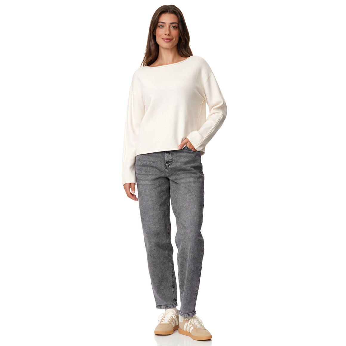 Damen Mom-Jeans mit Used-Waschung