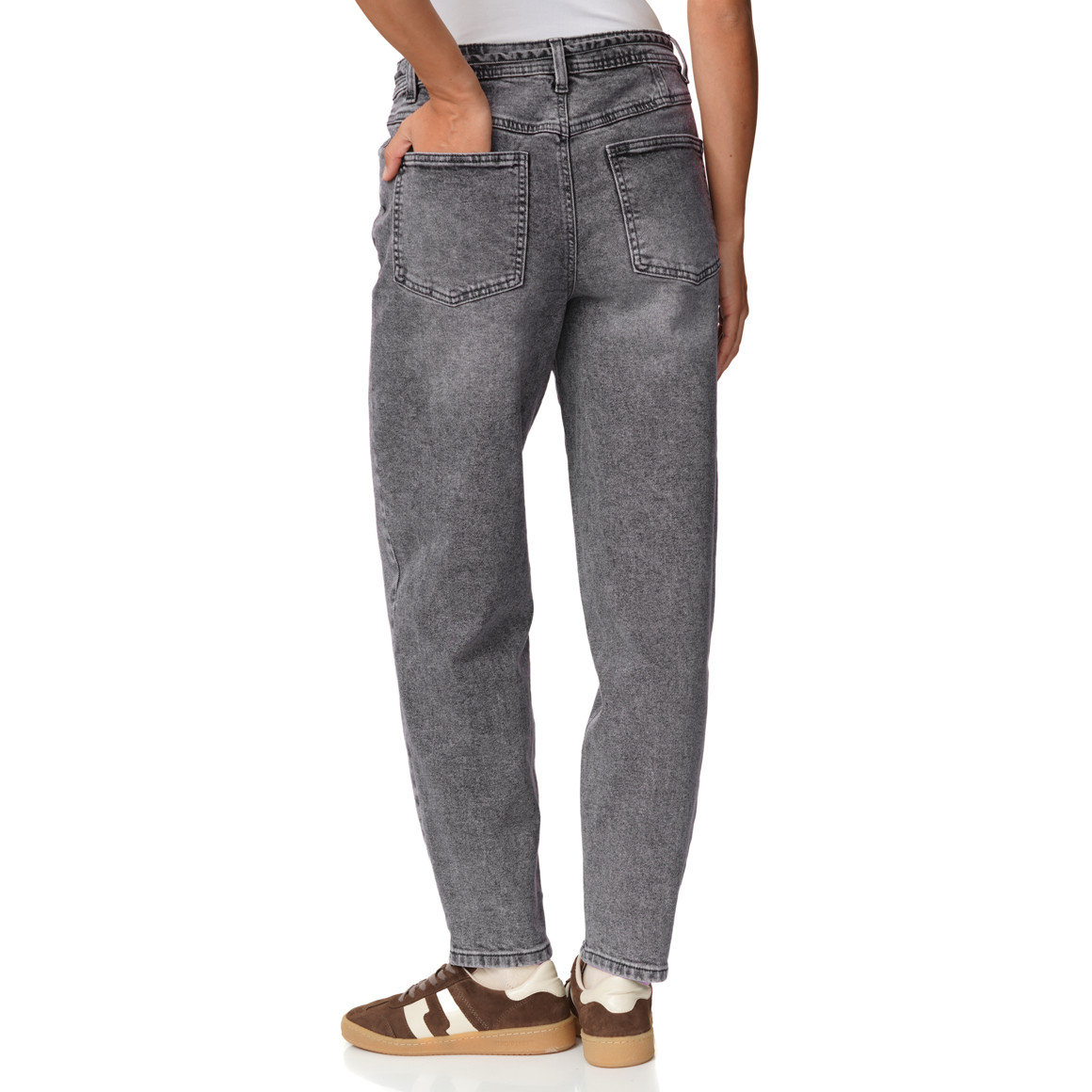 Damen Mom-Jeans mit Used-Waschung