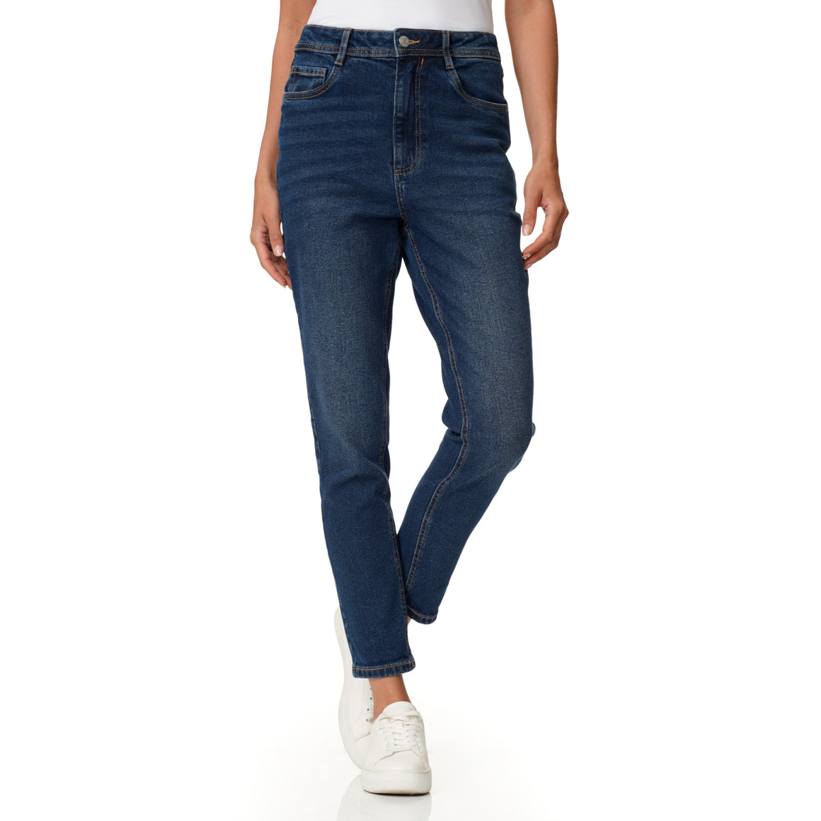 Damen Mom-Jeans mit Used-Waschung