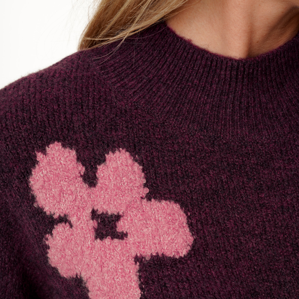 Damen Strickpullover mit Blumenmuster