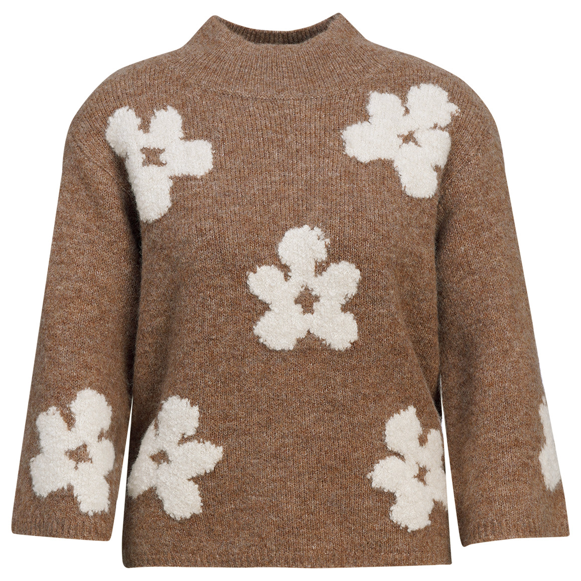 Damen Strickpullover mit Blumenmuster
