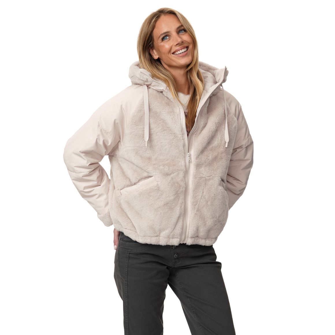 Damen Jacke mit Fellimitat