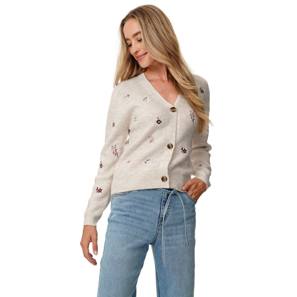 Damen Strickjacke mit Stickerei
