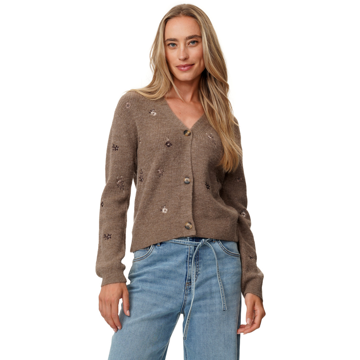 Damen Strickjacke mit Stickerei