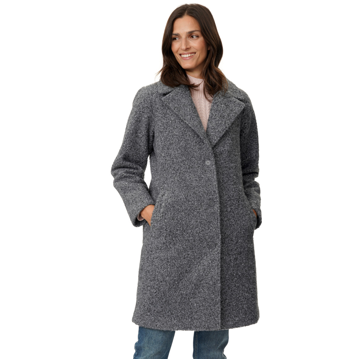 Damen Kurzmantel in Bouclé-Optik