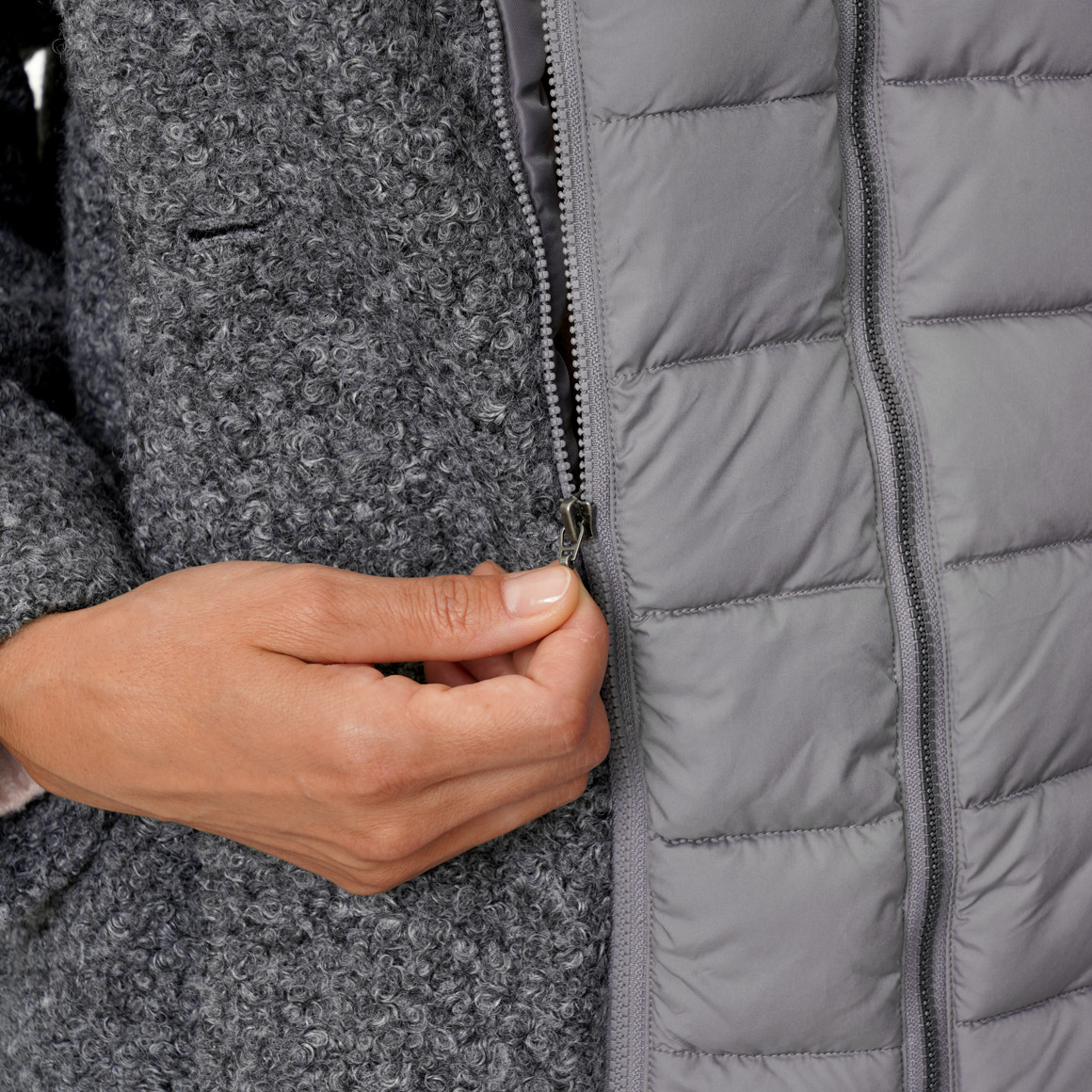 Damen Kurzmantel in Bouclé-Optik
