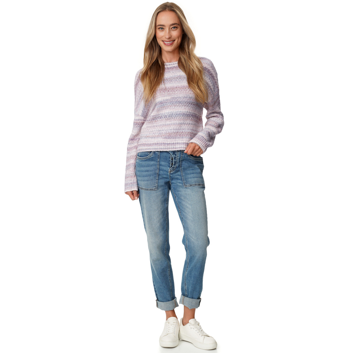 Damen Strickpullover in Multicolor-Optik