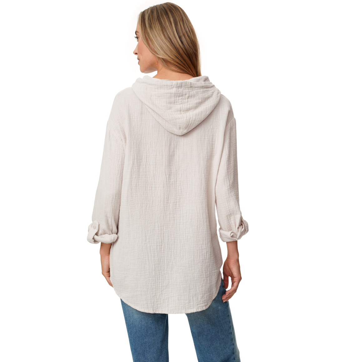 Damen Musselin-Bluse mit Kapuze