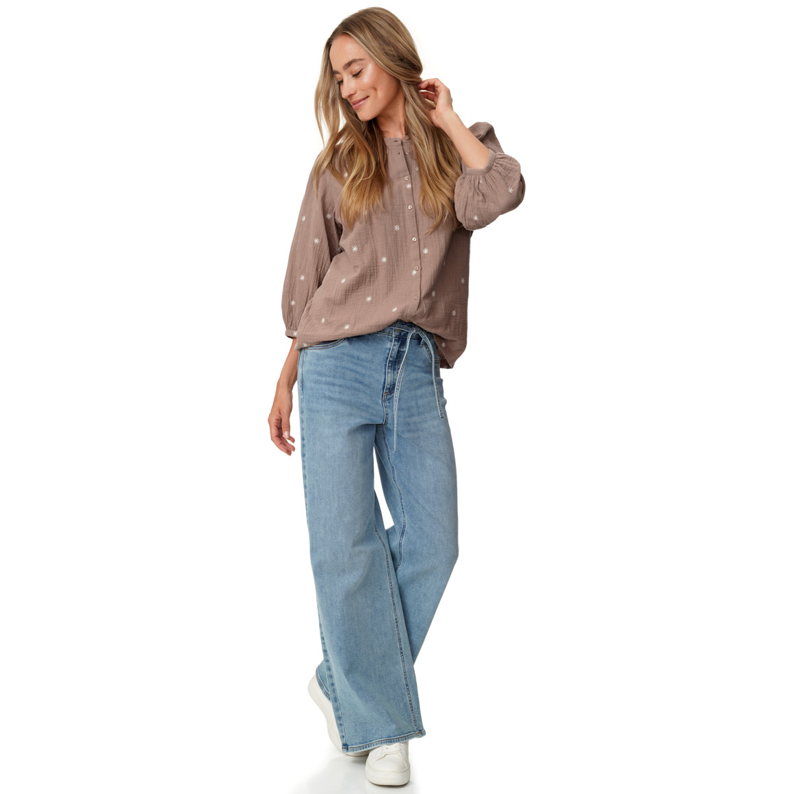Damen Musselin-Bluse mit Stickerei