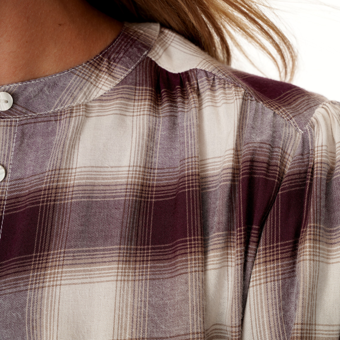 Damen Karobluse mit Knopfleiste