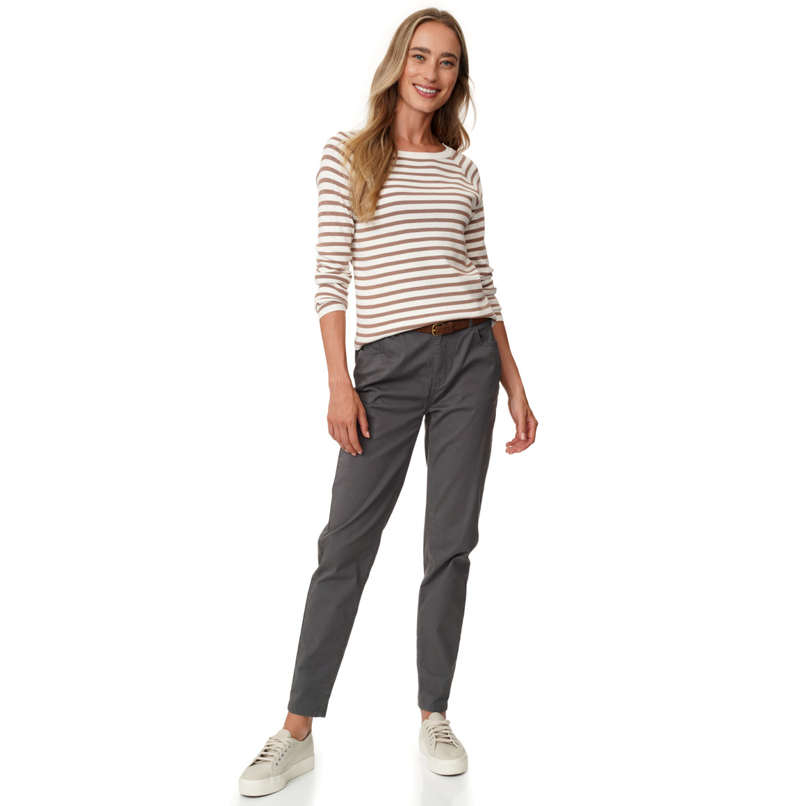 Damen Chinohose mit Gürtel