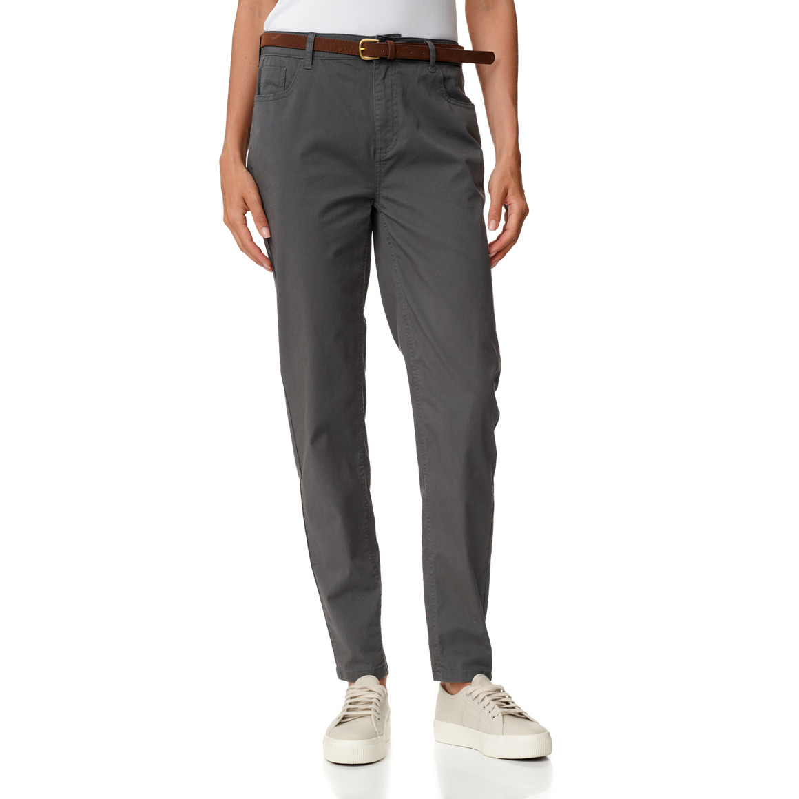 Damen Chinohose mit Gürtel