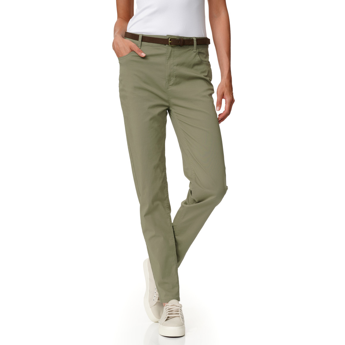 Damen Chinohose mit Gürtel