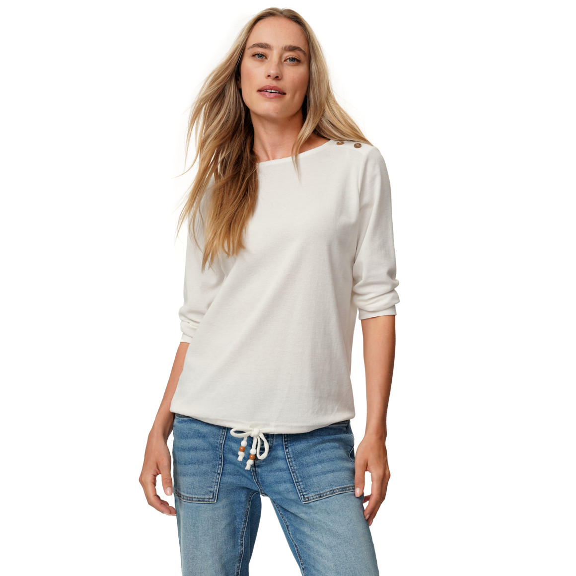 Damen Langarmshirt mit Waffelstruktur