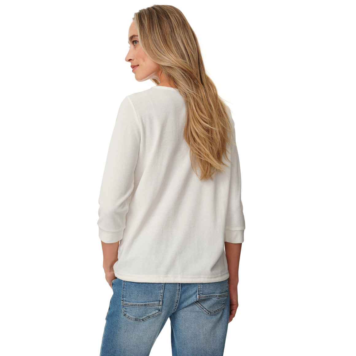 Damen Langarmshirt mit Waffelstruktur