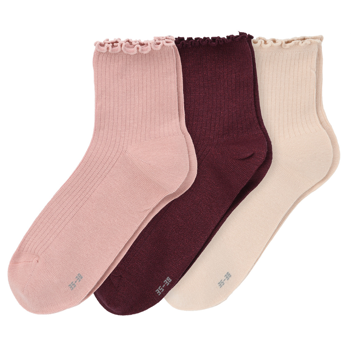 3 Paar Damen Socken mit Effektgarn