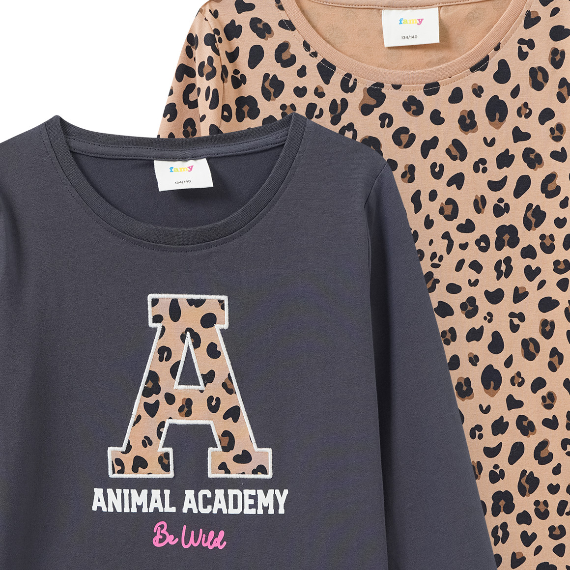 2 Mädchen Langarmshirts im Set