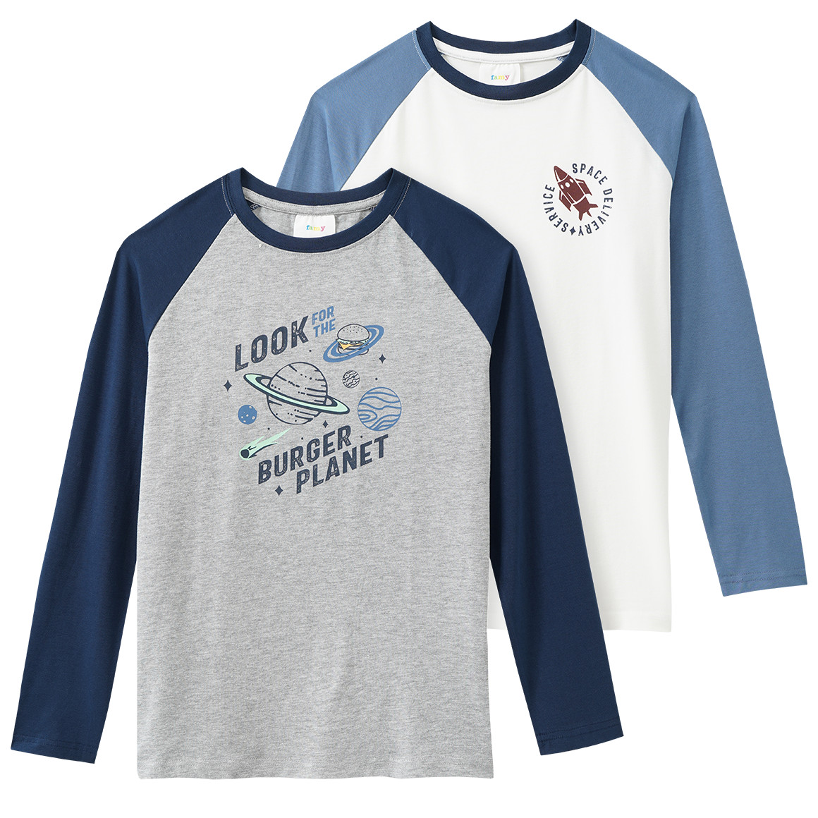 2 Jungen Langarmshirts mit Raglanärmeln
